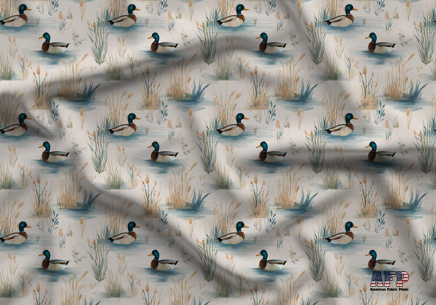 Watercolor Mallards Fabric - Shop now at American Fabric Prints