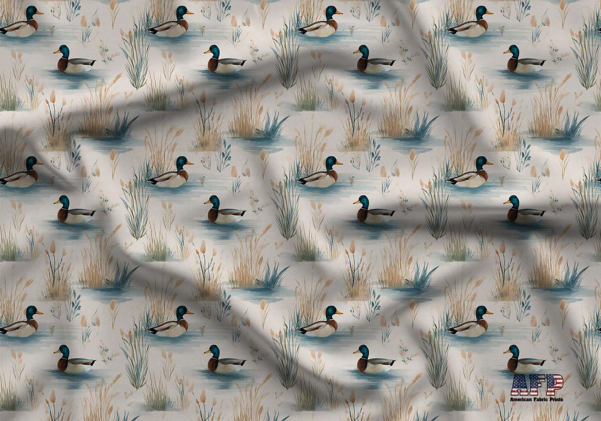 Watercolor Mallards Fabric - Shop now at American Fabric Prints