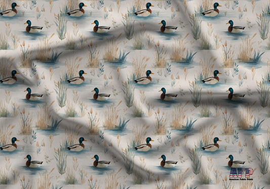 Watercolor Mallards Fabric - Shop now at American Fabric Prints