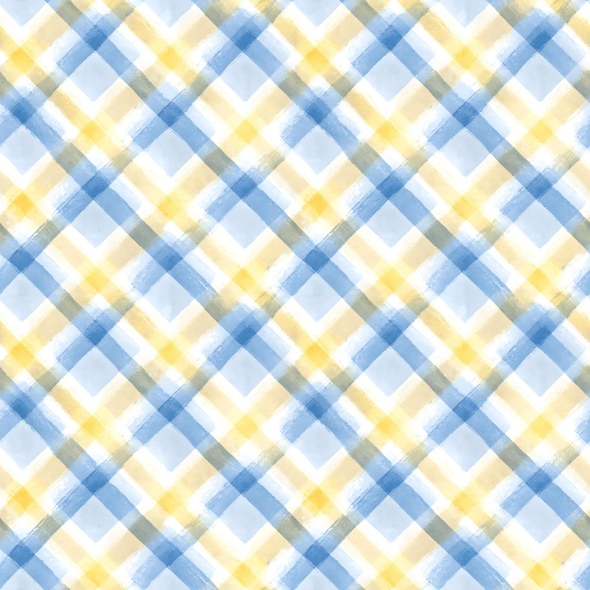 Pastel Blue and Yellow Plaid Fabric - Shop now at American Fabric Prints