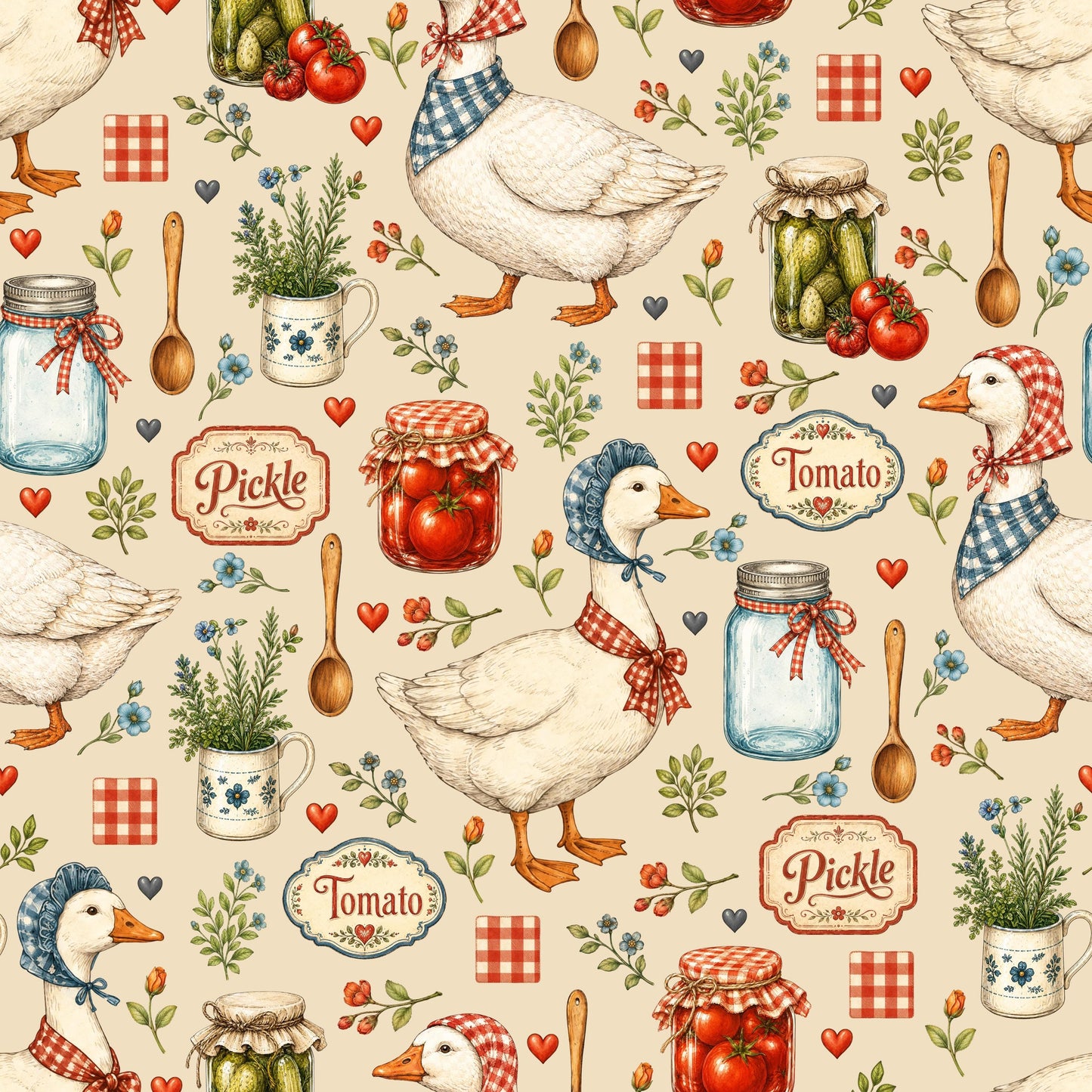 Vintage Country Goose Kitchen Fabric - Shop now at American Fabric Prints