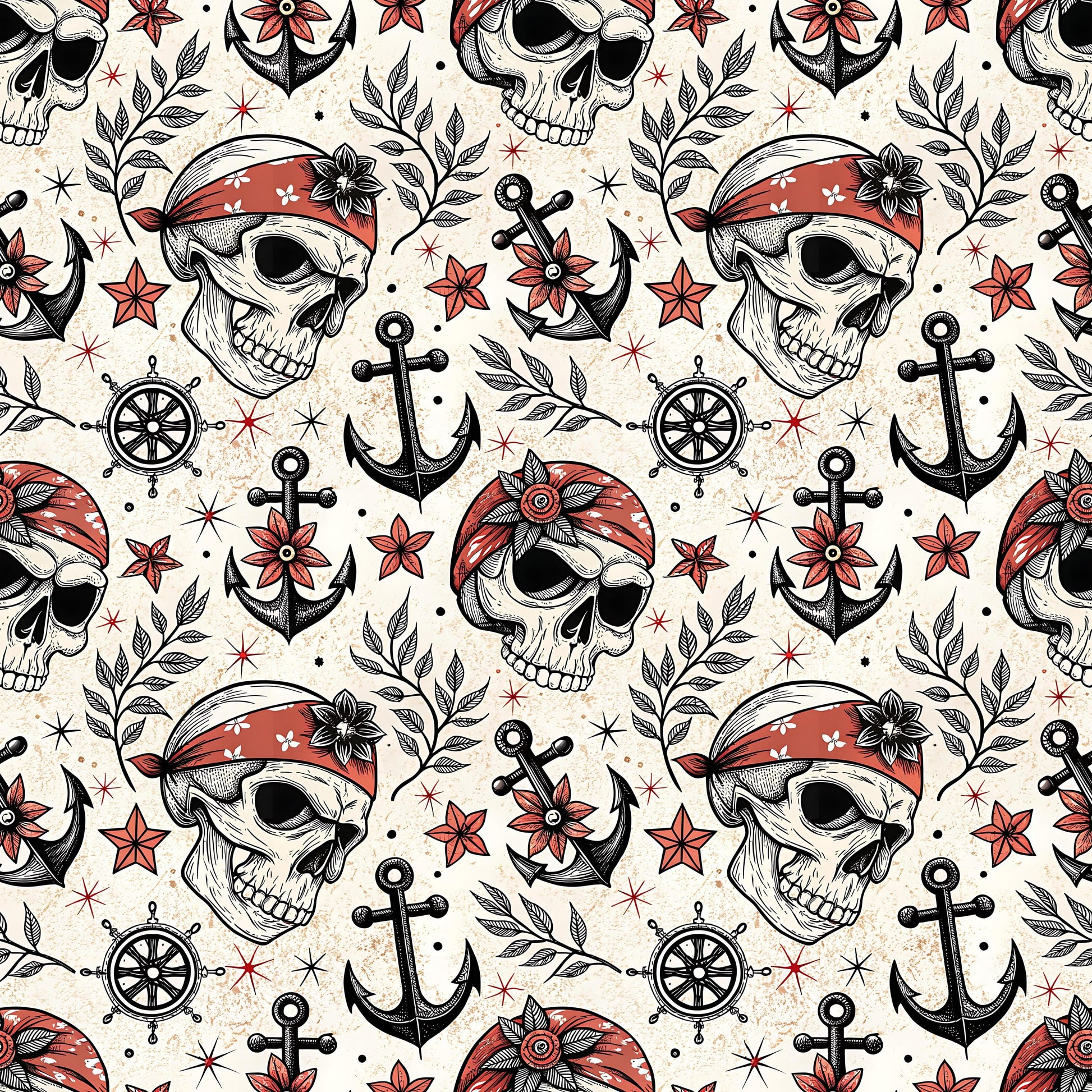 Pirate Skulls Fabric - Shop now at American Fabric Prints