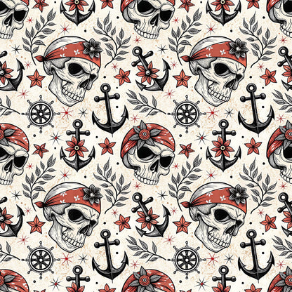Pirate Skulls Fabric - Shop now at American Fabric Prints