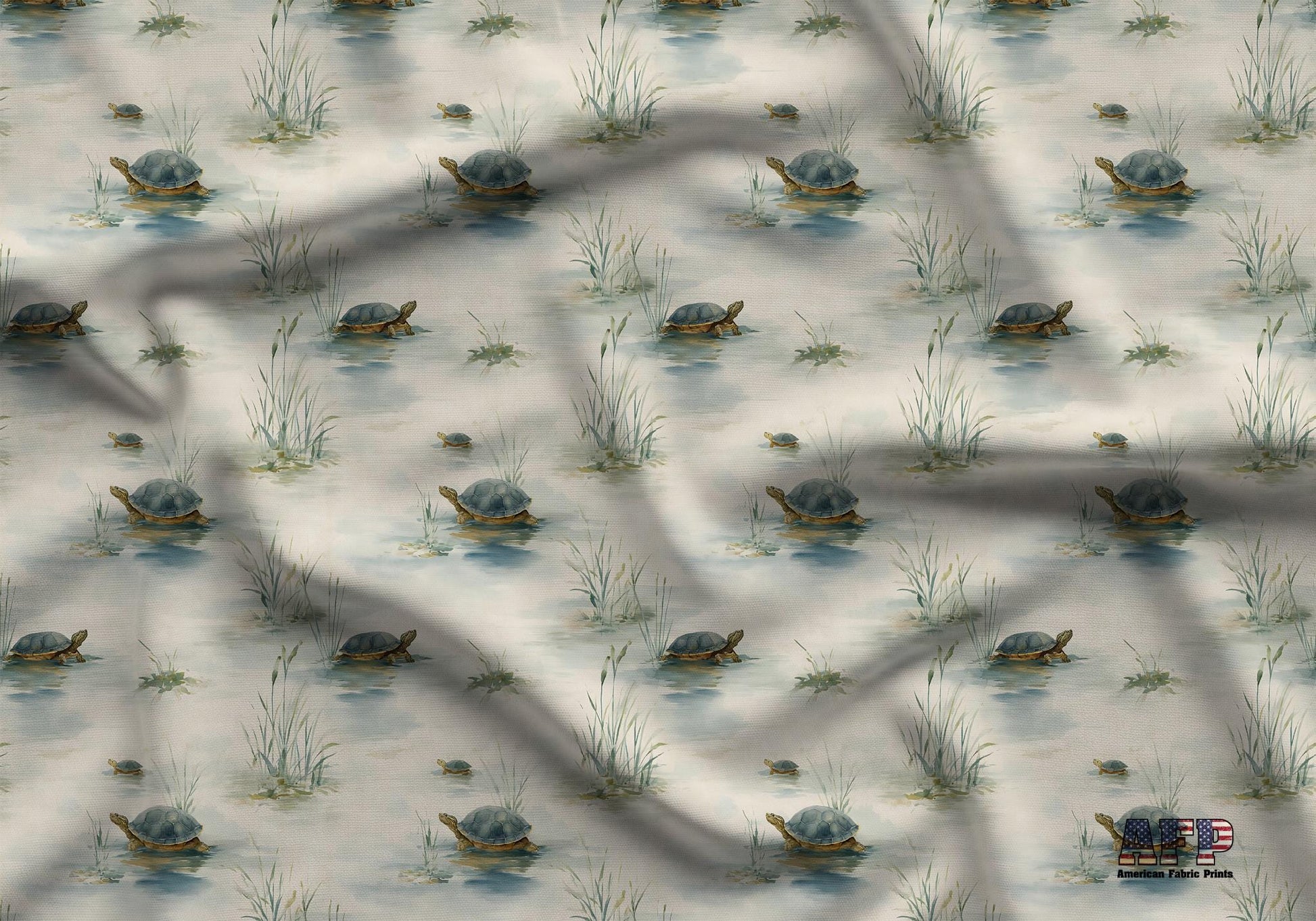 Pond Of Turtles Fabric - Shop now at American Fabric Prints