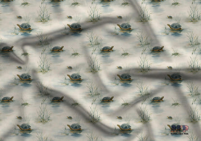 Pond Of Turtles Fabric - Shop now at American Fabric Prints