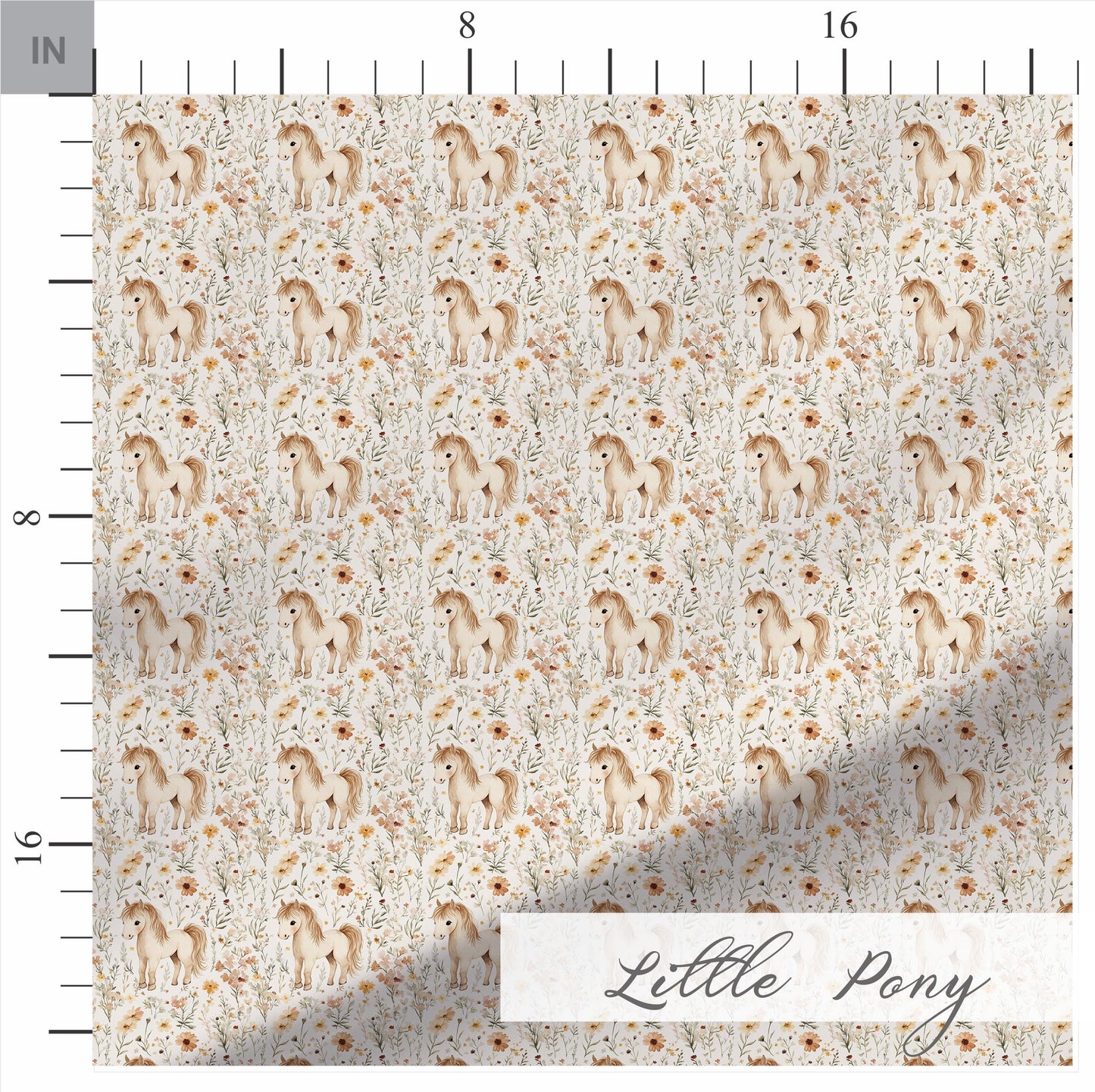 Little Pony Boho Quilting Fabric | Premium Cotton Quilt Fabric | Horse Floral Pattern | Made in the USA | American Fabric Prints | Boho Pony