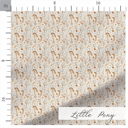 Little Pony Boho Quilting Fabric | Premium Cotton Quilt Fabric | Horse Floral Pattern | Made in the USA | American Fabric Prints | Boho Pony