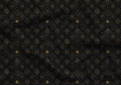 Black and Gold Tiles Fabric - Shop now at American Fabric Prints