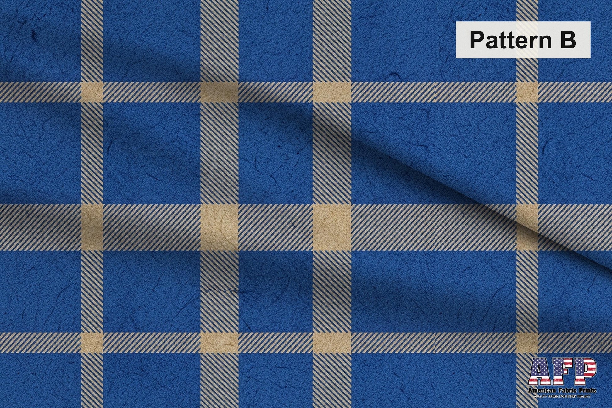 Blue and Beige Plaid 3 Fabric Bundle Set - Shop now at American Fabric Prints