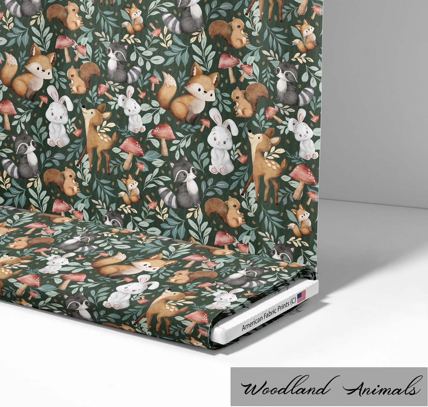 Whimsical Woodland Animals Pattern on Cotton Fabric. Available now at American Fabric Prints.