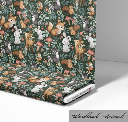 Whimsical Woodland Animals Pattern on Cotton Fabric. Available now at American Fabric Prints.