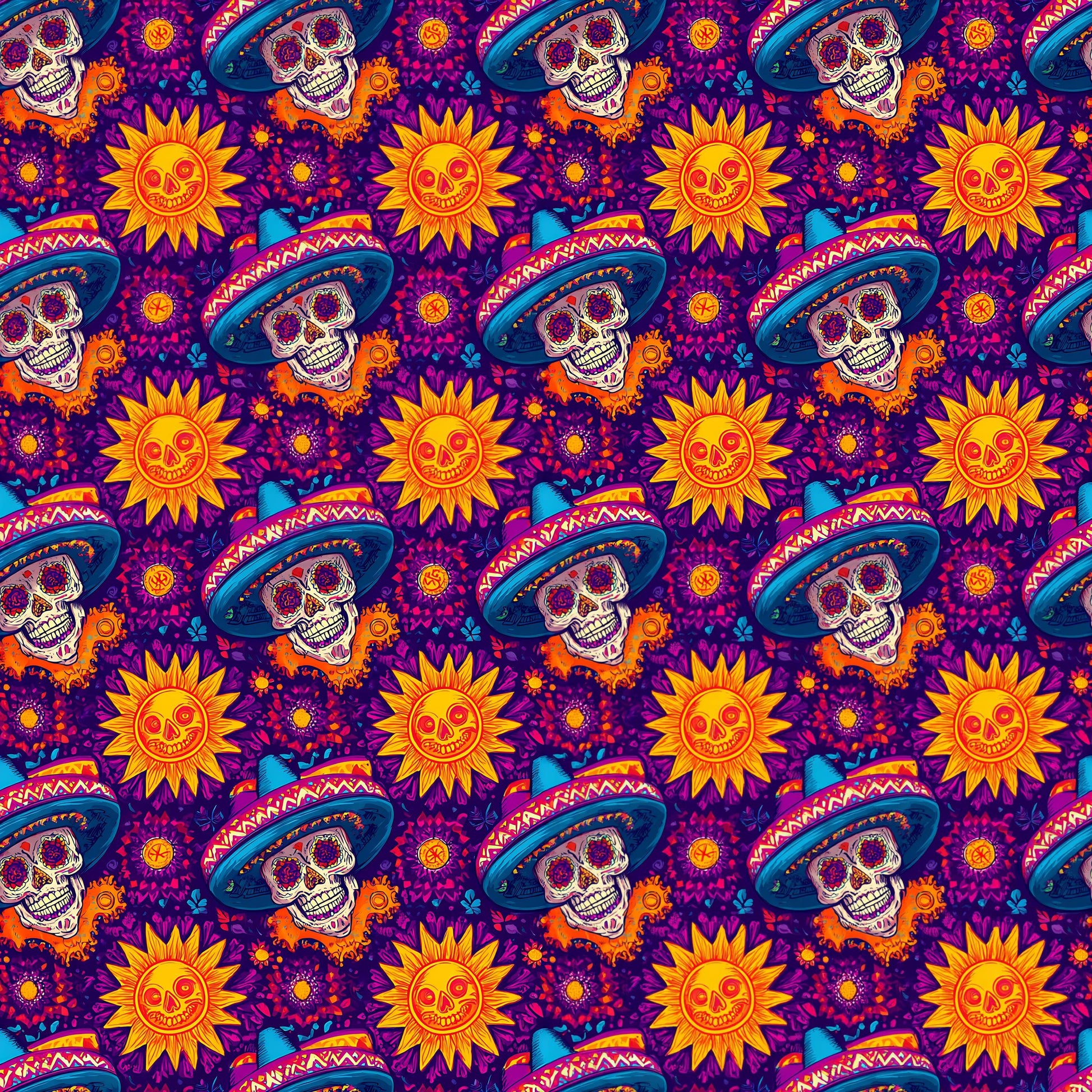 Fiesta Skull Fabric - Shop now at American Fabric Prints