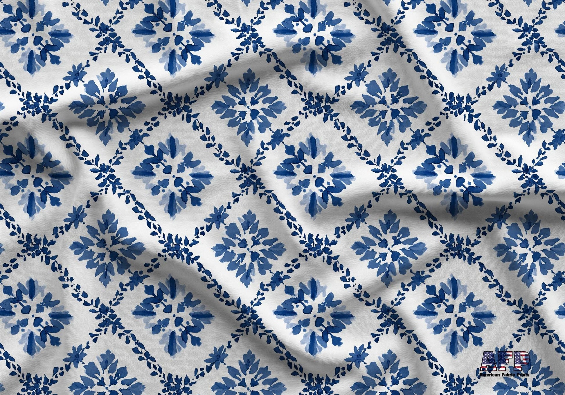 Blue Tiles Fabric - Shop now at American Fabric Prints
