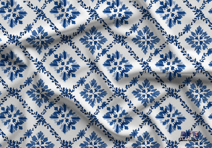 Blue Tiles Fabric - Shop now at American Fabric Prints