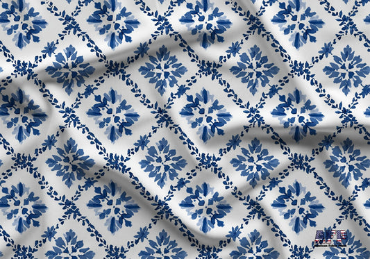 Blue Tiles Fabric - Shop now at American Fabric Prints