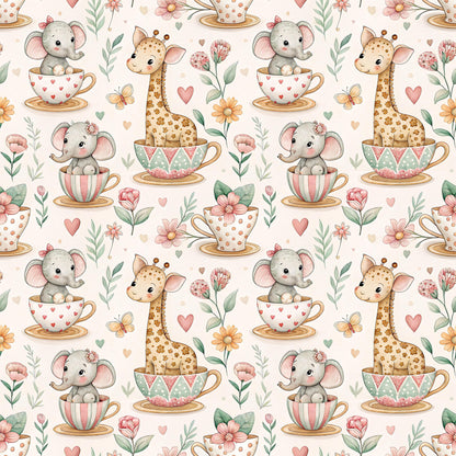 Safari Tea Cups Fabric - Shop now at American Fabric Prints