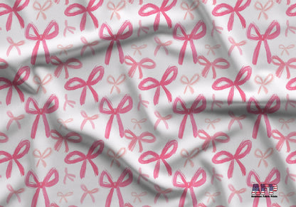 Sketchy Pink Bows Fabric - Shop now at American Fabric Prints