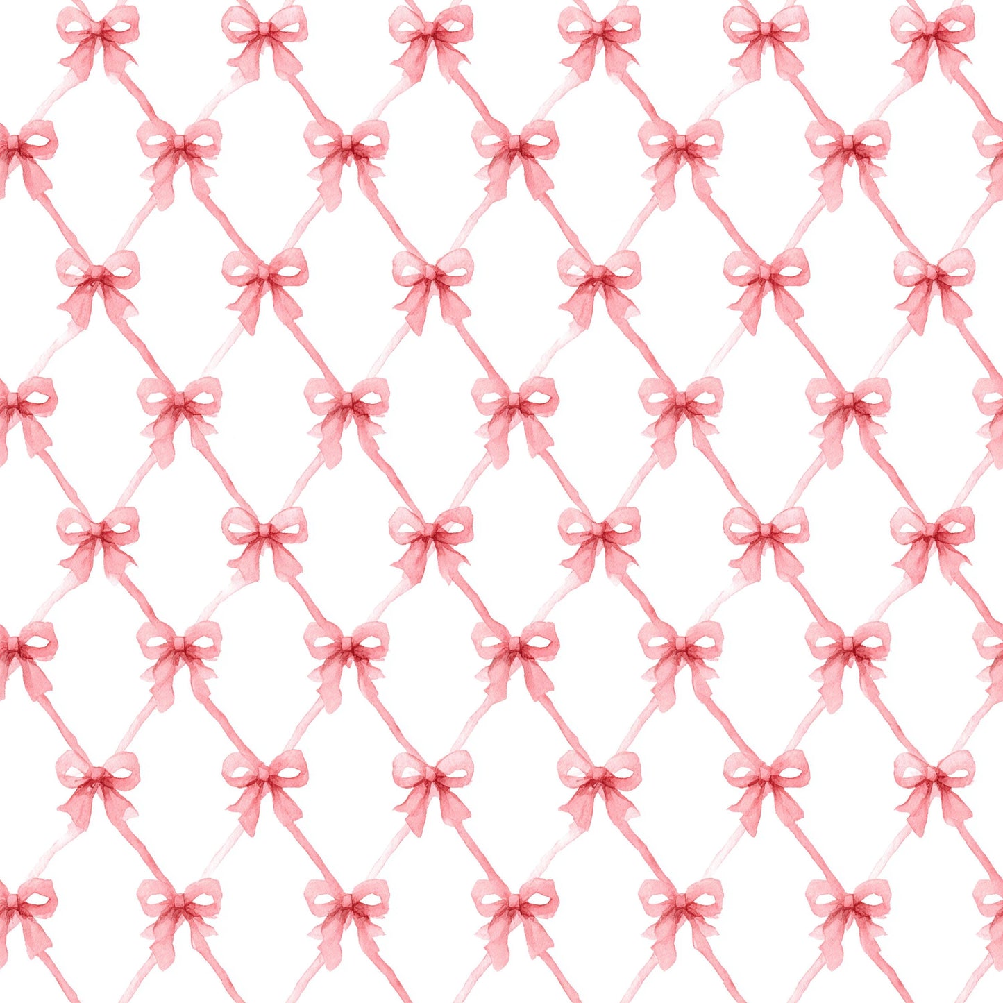 Coquette Pink Fabric - Quilting Cotton Print - Pink Bows and Ribbon Trellis on White - by American Fabric Prints