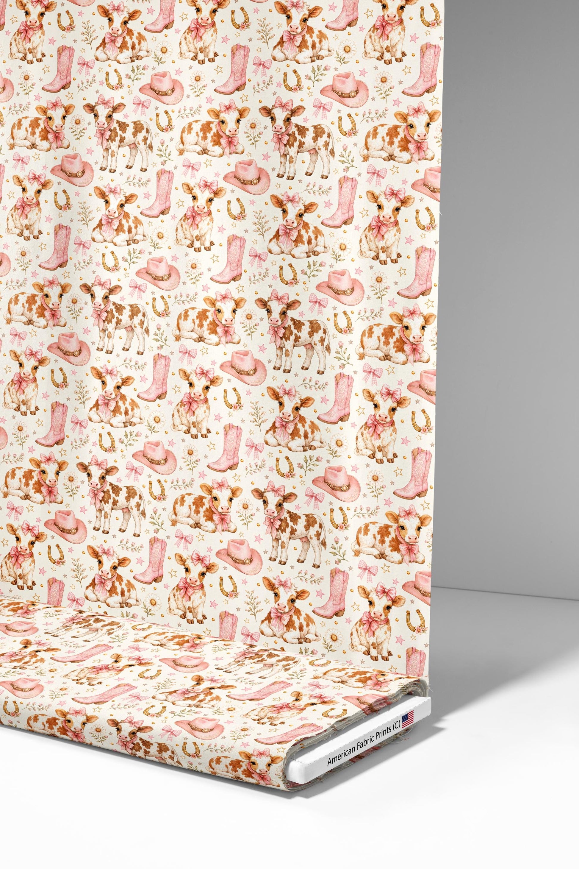 Pink Western Farm Fabric - Shop now at American Fabric Prints