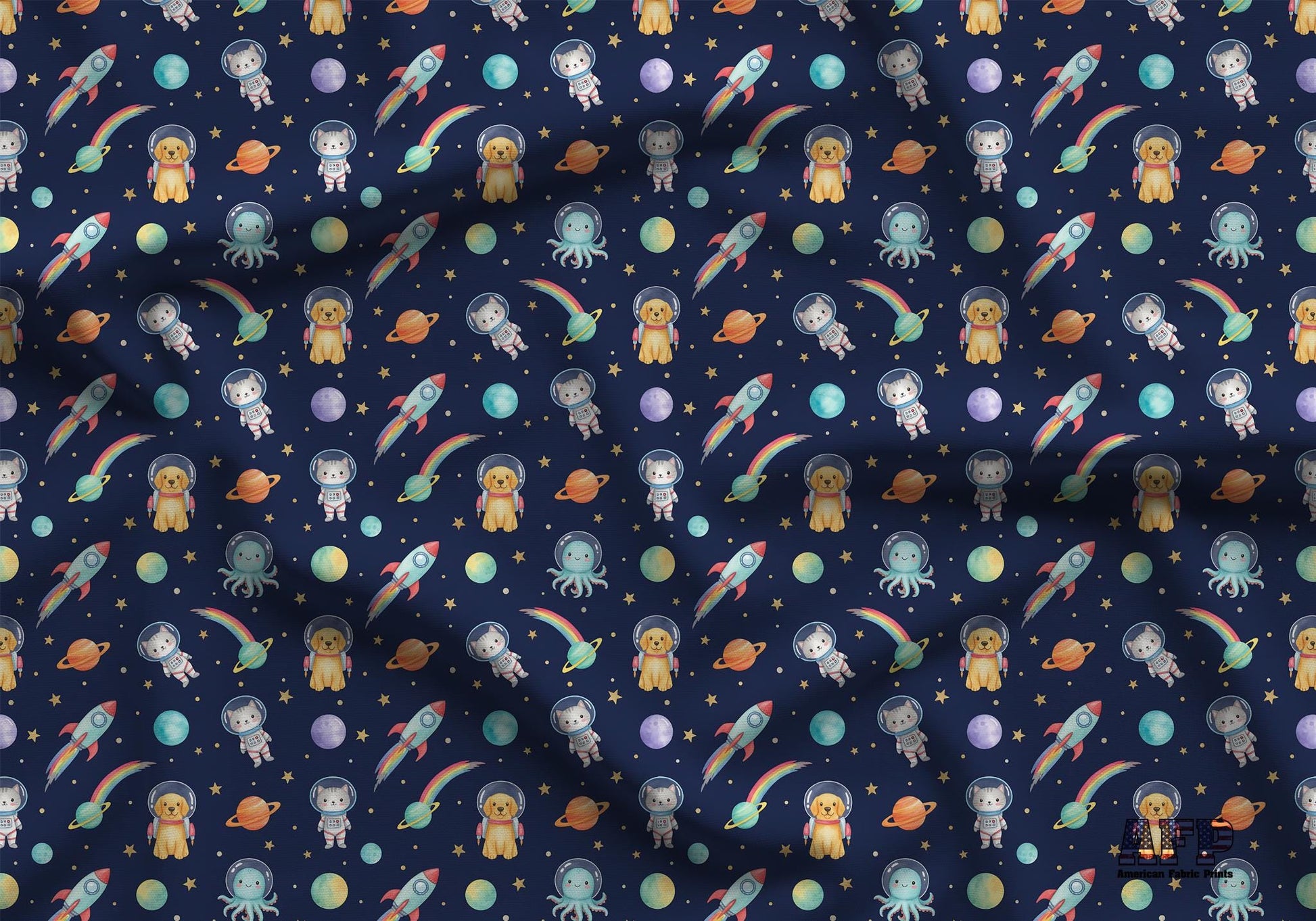 Space Animals Fabric - Shop now at American Fabric Prints