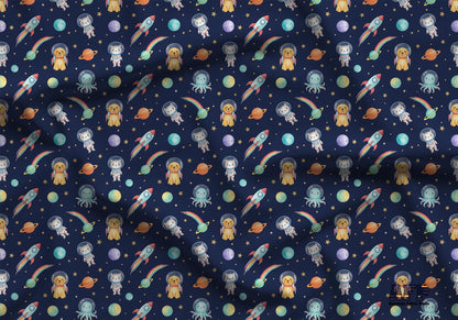 Space Animals Fabric - Shop now at American Fabric Prints
