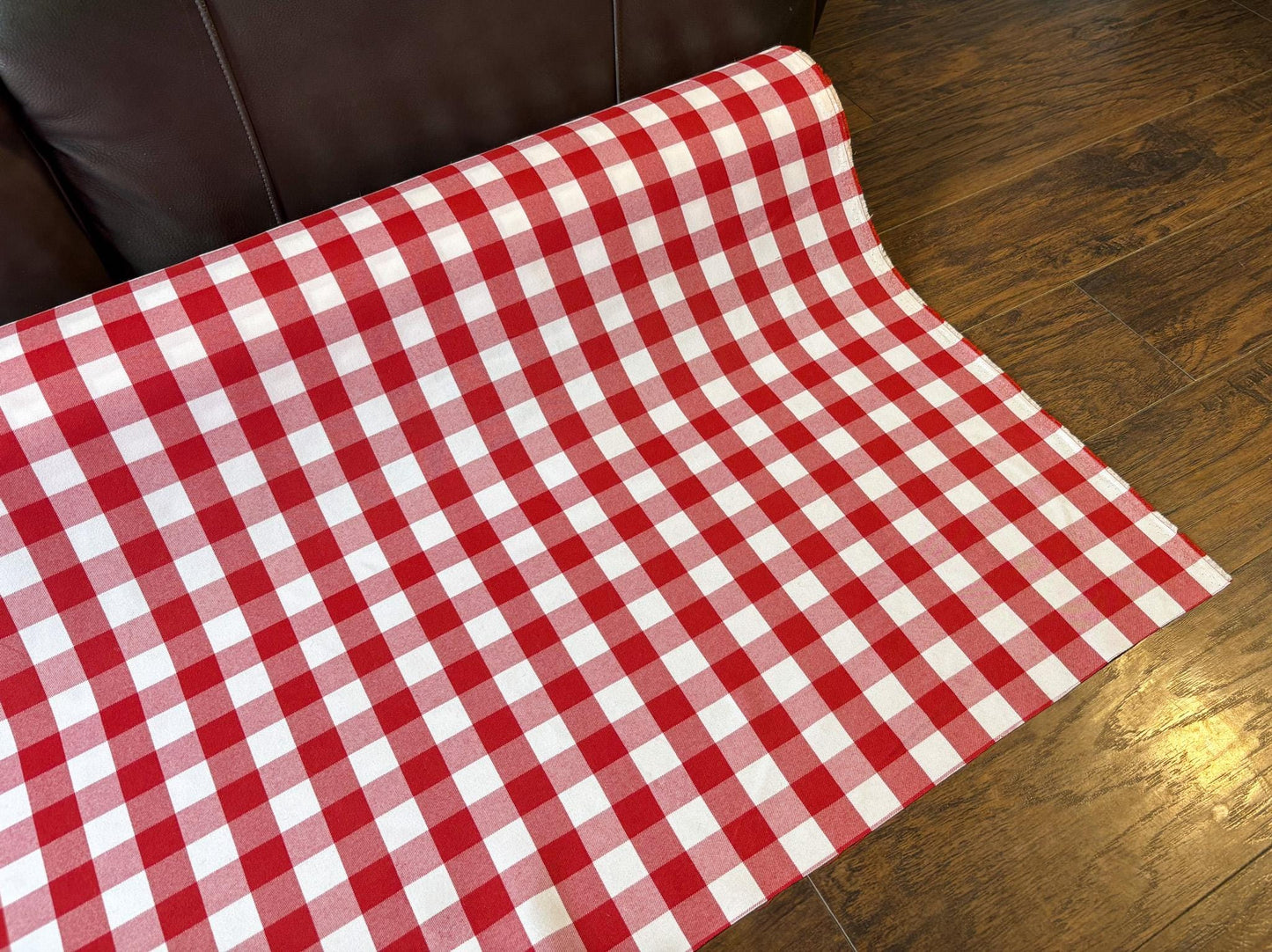 Checkered Red and White Plaid Fabric. Perfect for Picnic Table Coverings and so much more! Shop now at American Fabric Prints.