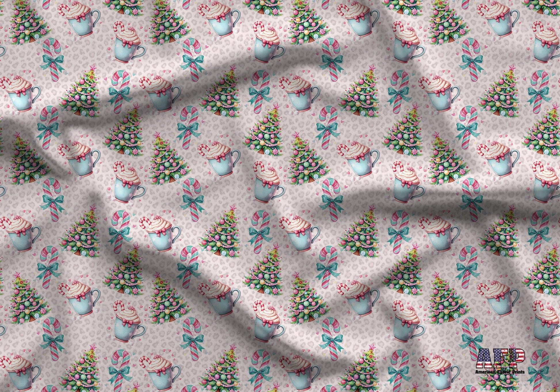 Pink Leopard Print Christmas Fabric - Shop now at American Fabric Prints
