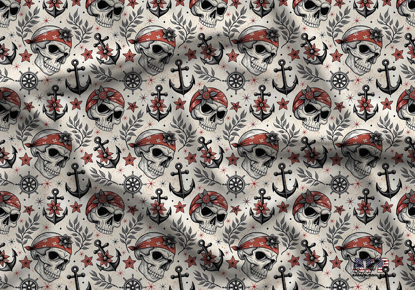 Pirate Skulls Fabric - Shop now at American Fabric Prints