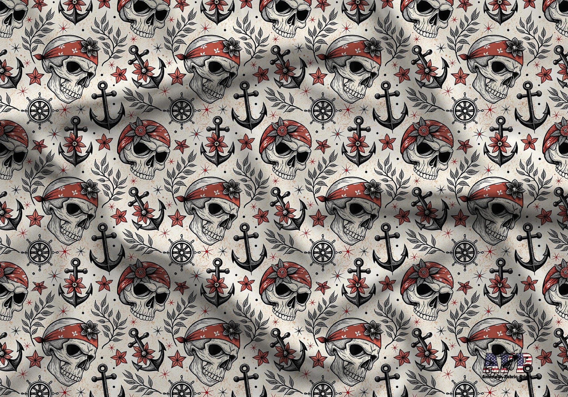 Pirate Skulls Fabric - Shop now at American Fabric Prints