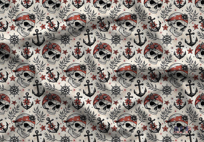 Pirate Skulls Fabric - Shop now at American Fabric Prints