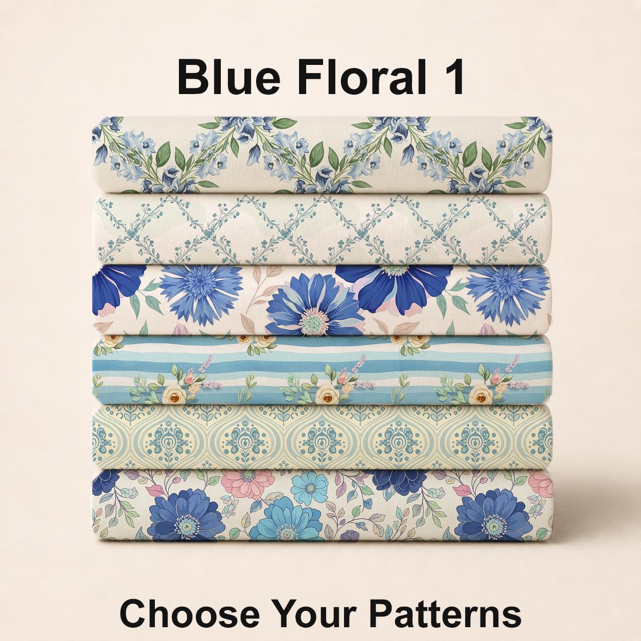 Blue Floral 1 Fabric Bundle Set - Shop now at American Fabric Prints