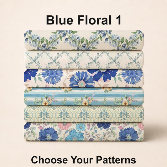 Blue Floral 1 Fabric Bundle Set - Shop now at American Fabric Prints