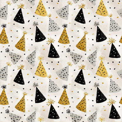 Vintage New Years Party Hats Fabric - Shop now at American Fabric Prints