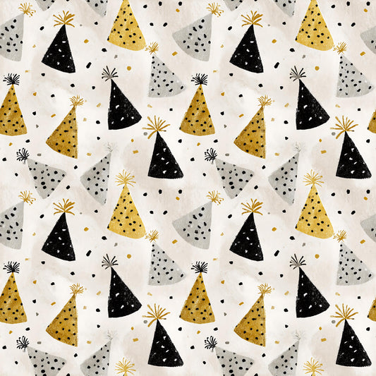 Vintage New Years Party Hats Fabric - Shop now at American Fabric Prints
