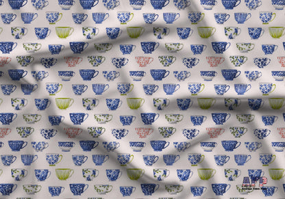 Grandmacore Teacups Fabric - Shop now at American Fabric Prints