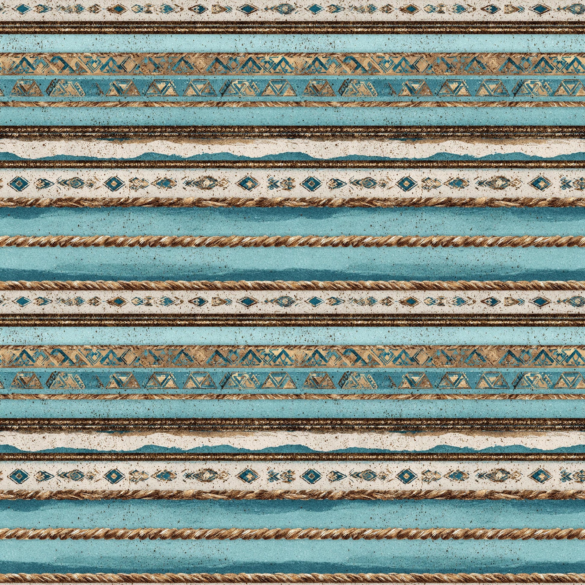 Aztec Southwest In Blue and Gold Fabric - Shop now at American Fabric Prints