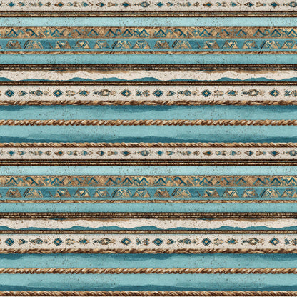 Aztec Southwest In Blue and Gold Fabric - Shop now at American Fabric Prints