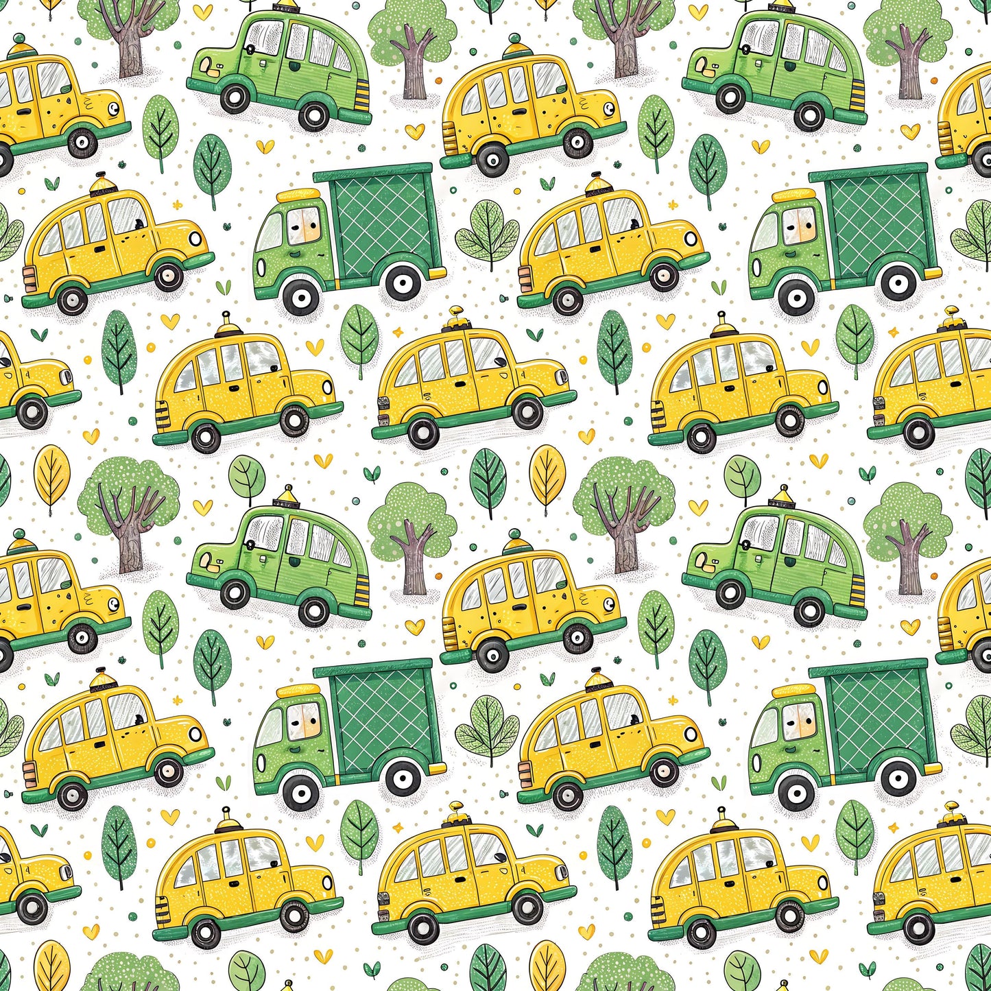Taxis+Trucks Fabric - Shop now at American Fabric Prints