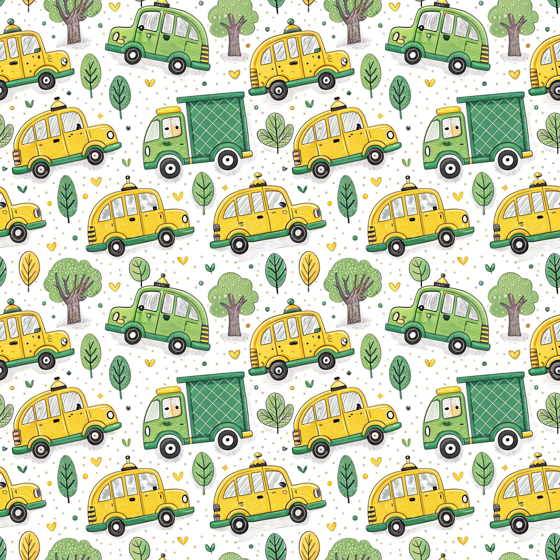 Taxis+Trucks Fabric - Shop now at American Fabric Prints