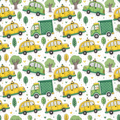 Taxis+Trucks Fabric - Shop now at American Fabric Prints