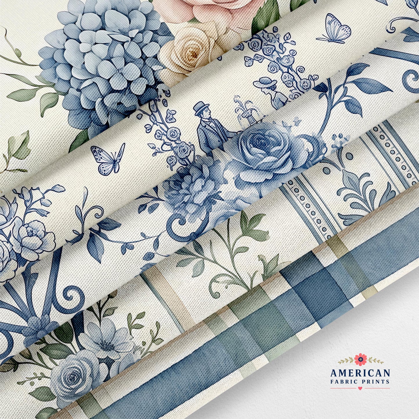 Blue Cottage Fabric Bundle Set - Shop now at American Fabric Prints