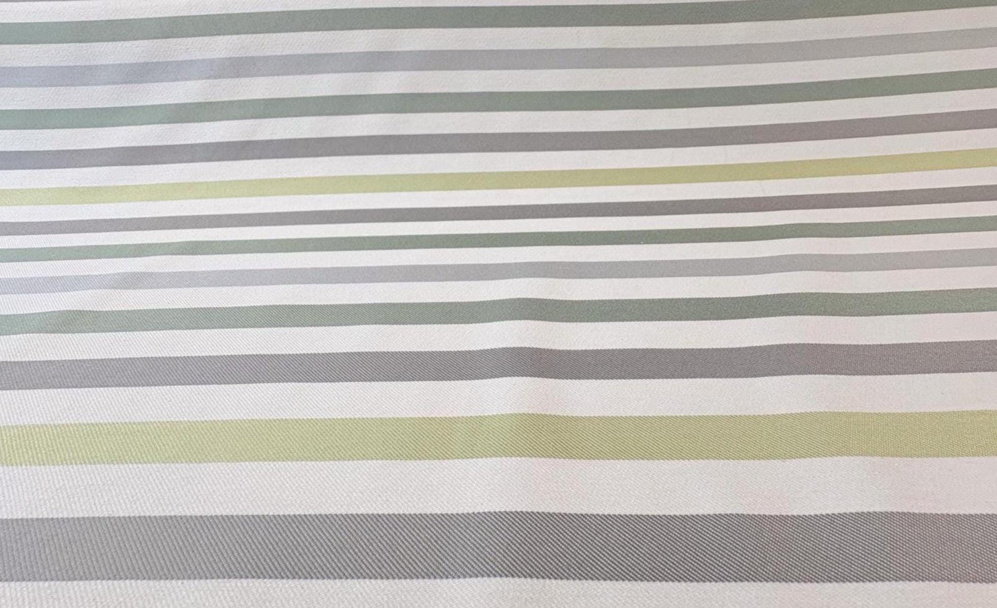 Seasonal Outdoor Fabric. Premium Yellow, Green, and Gray Striped Woven Fabric. Shop now at American Fabric Prints.