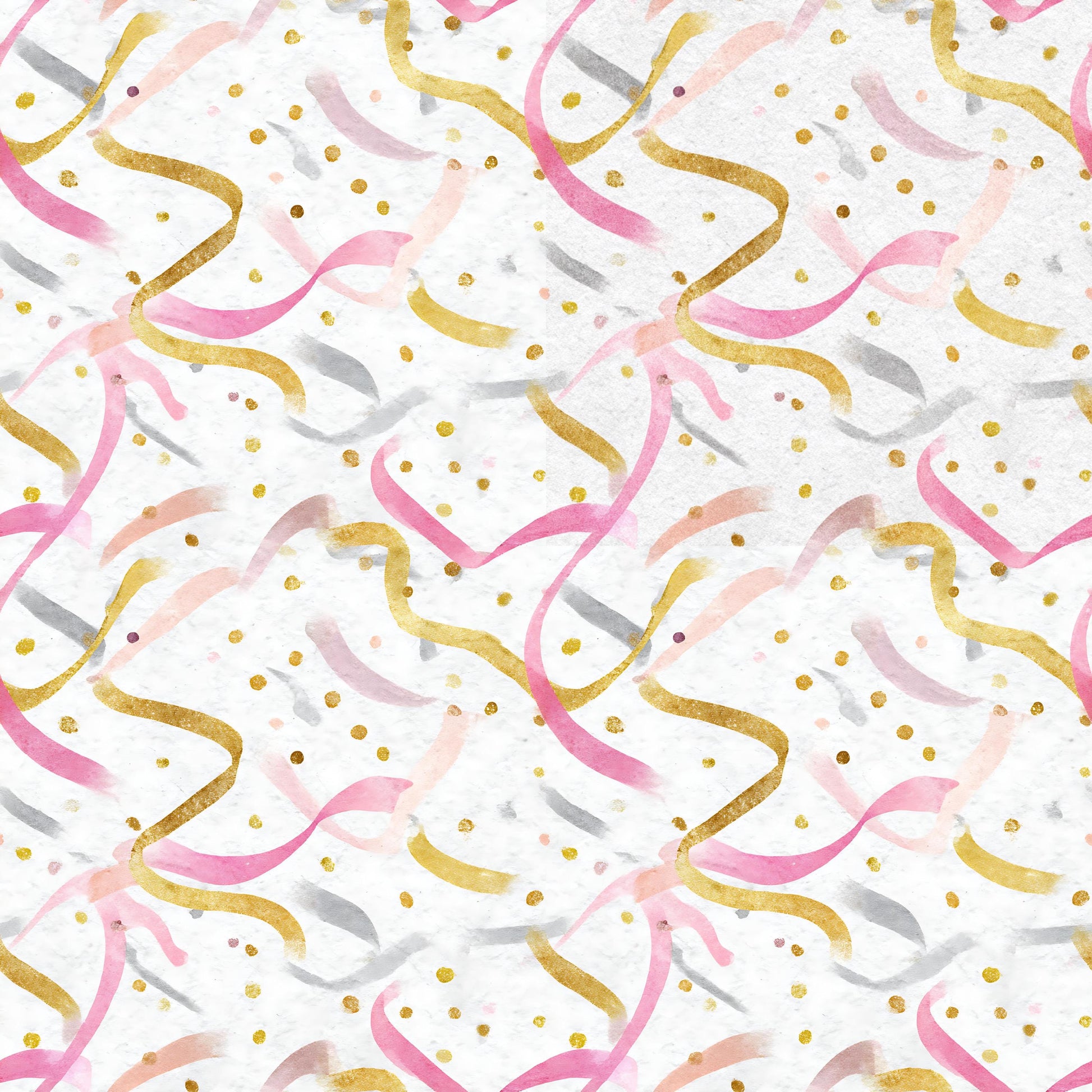 Gold+Pink Streamers Fabric - Shop now at American Fabric Prints