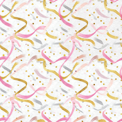 Gold+Pink Streamers Fabric - Shop now at American Fabric Prints