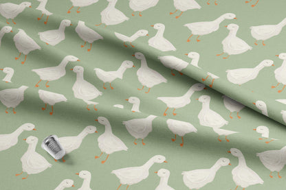 Goose Cotton Quilt Fabric | Yellow Floral | Green Background | Made in the USA | American Fabric Prints