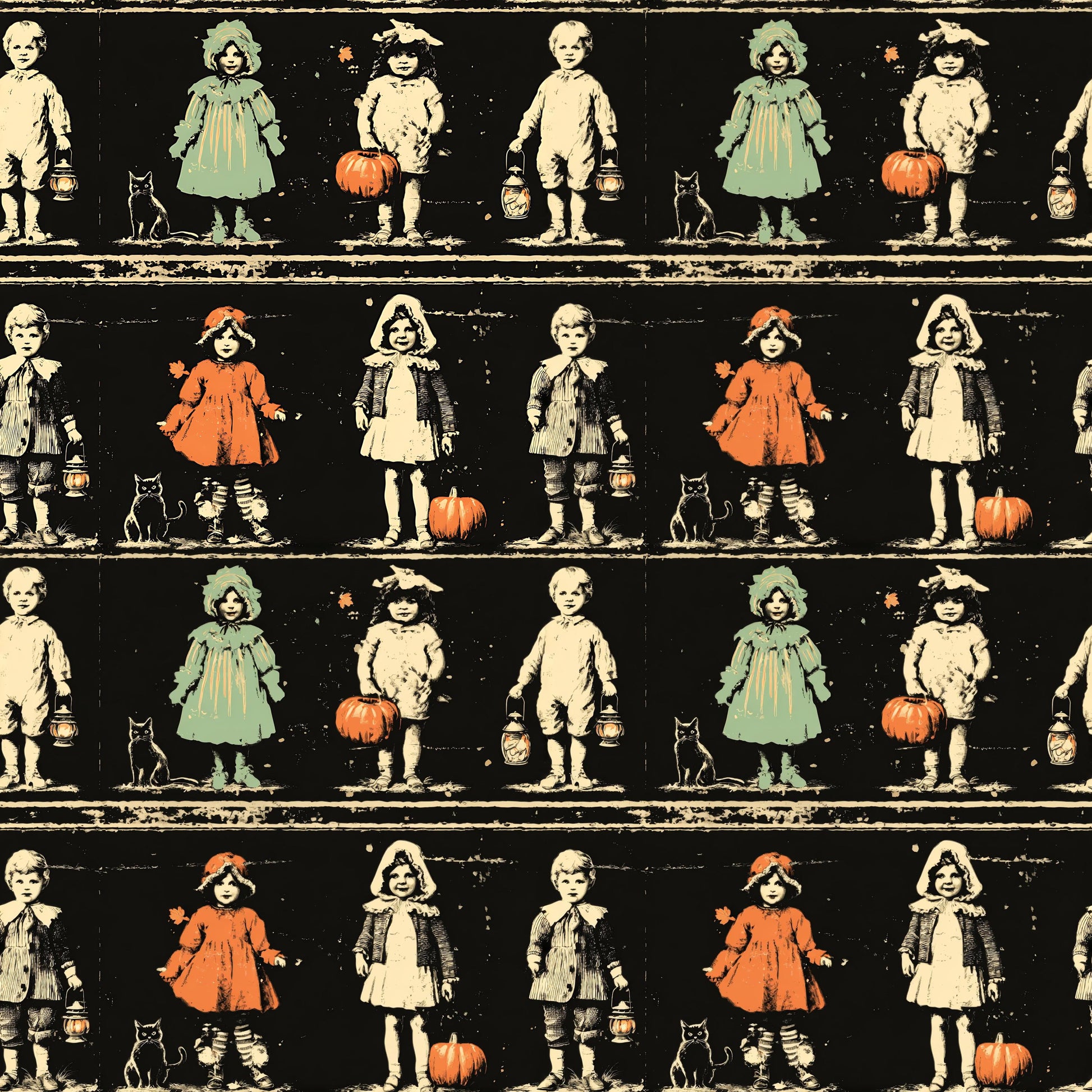Vintage Halloween Children Fabric - Shop now at American Fabric Prints
