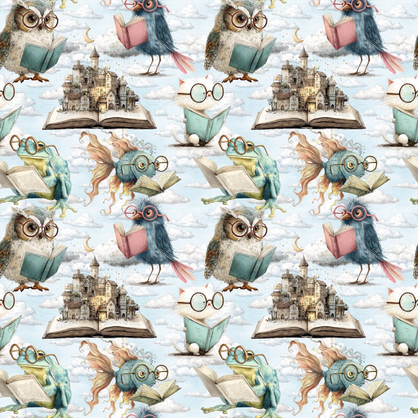 Animals Reading Fabric - Shop now at American Fabric Prints