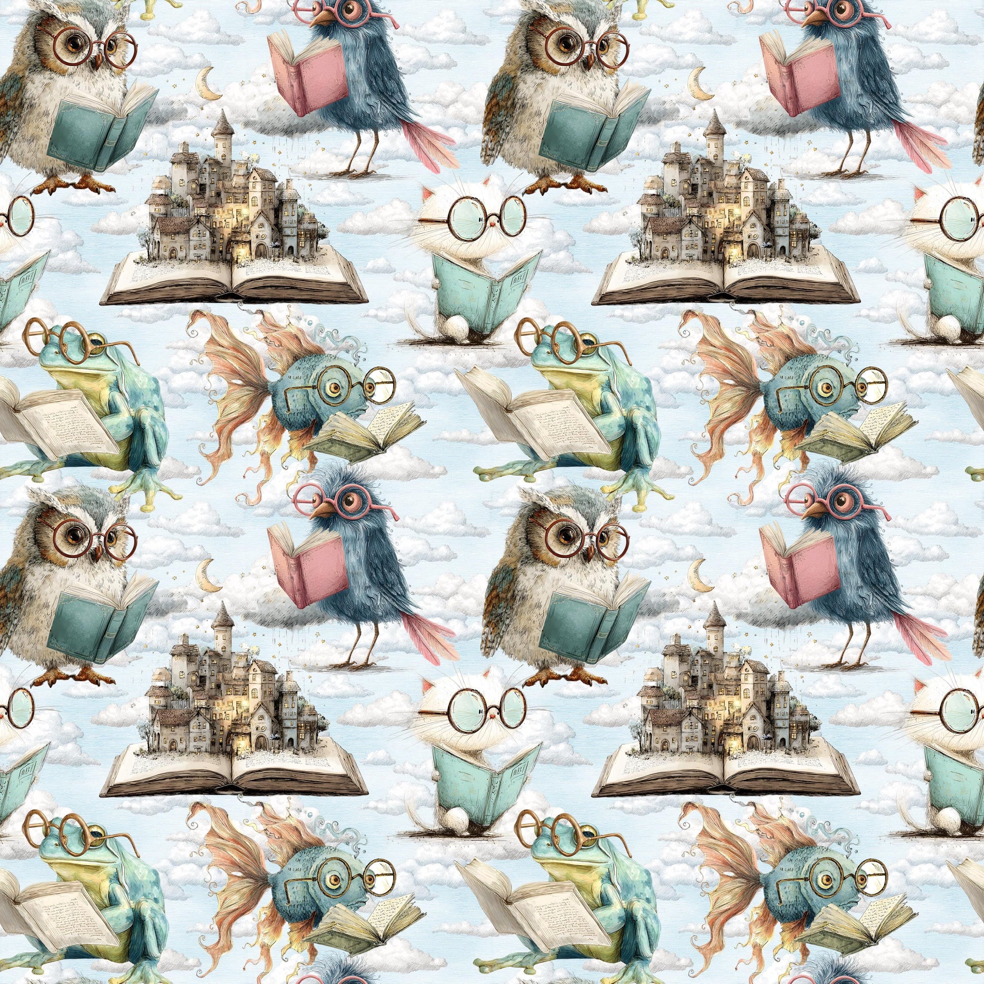 Animals Reading Fabric - Shop now at American Fabric Prints