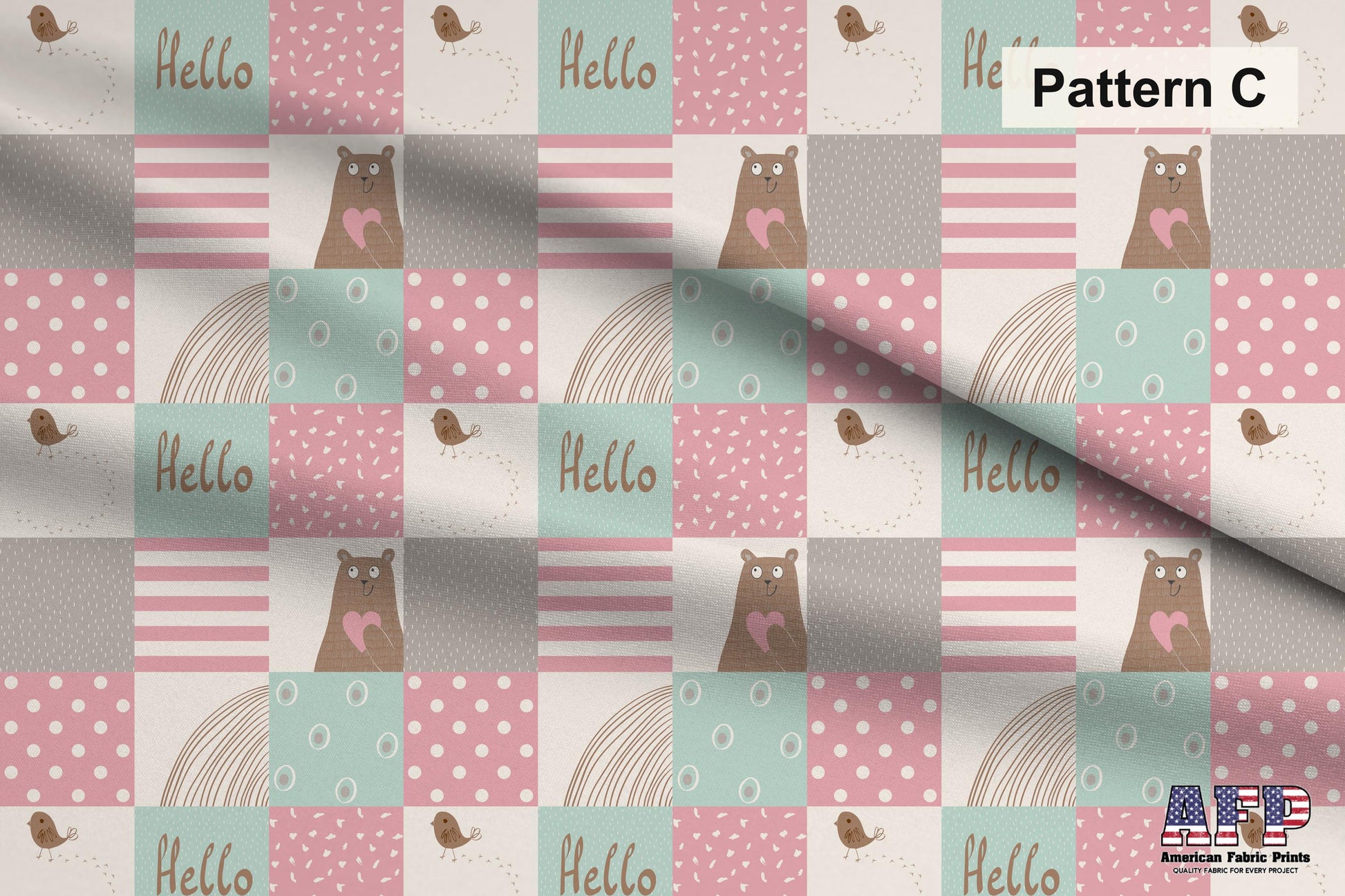 Pastel Nursery 2 Collection. Pattern C Shown. Shop now at American Fabric Prints.