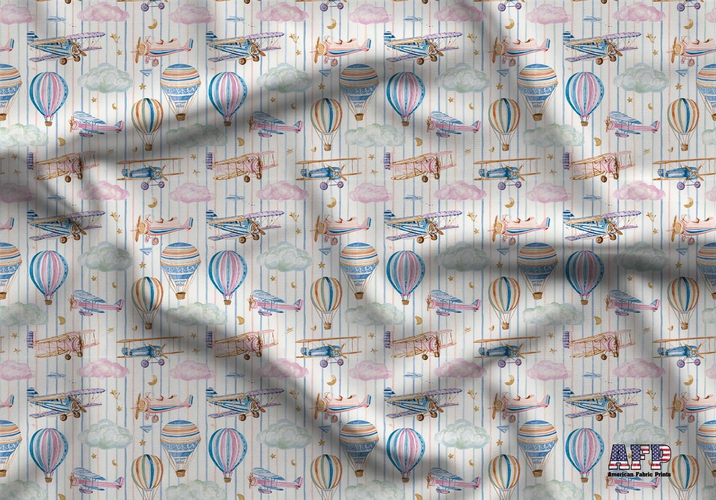 Preppy Sky Transportation Fabric - Shop now at American Fabric Prints